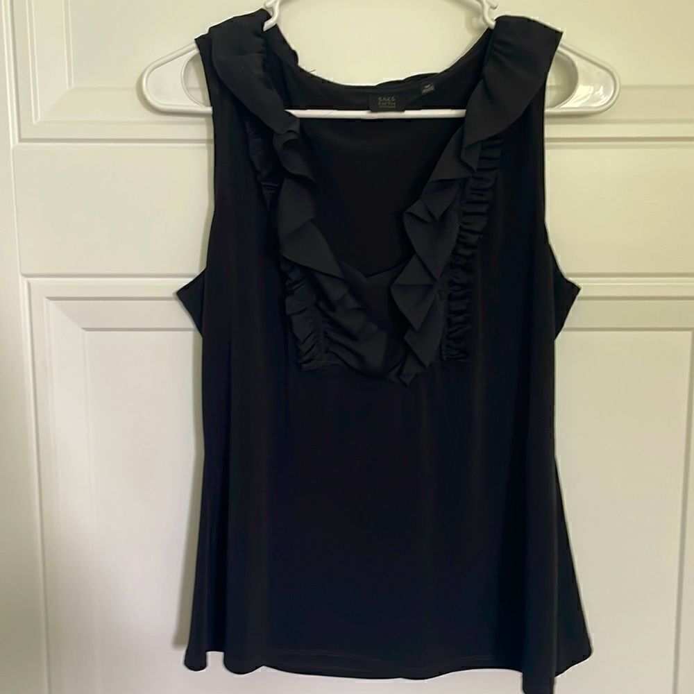 Saks Fifth Avenue Black Ruffle Tank Top